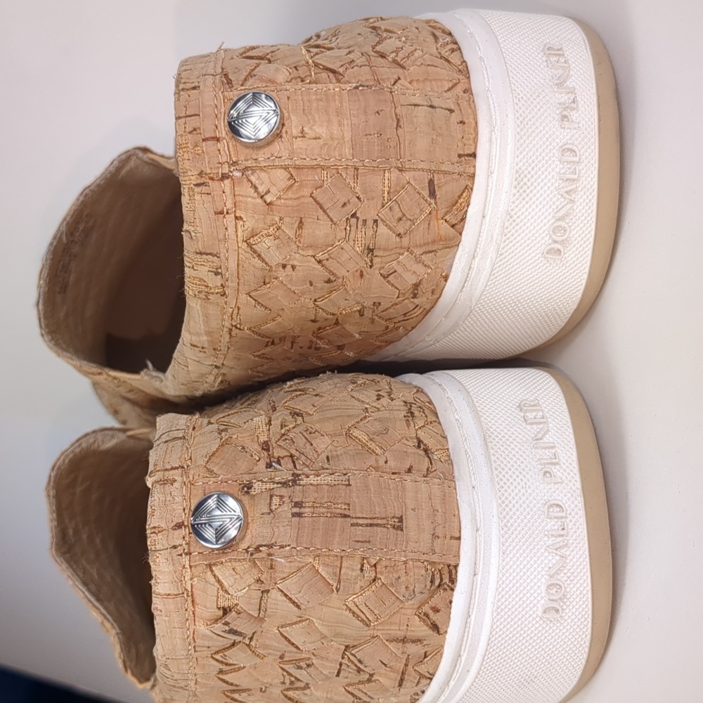 Donald Pliner Rally Woven Cork Leather Slip On Sneakers Tan Size 9.5M - Picture 4 of 4